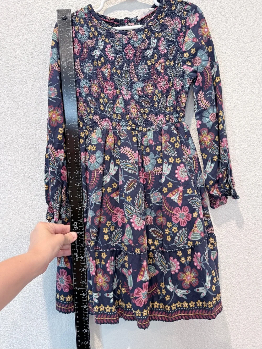 FatFace Girls Smocked Floral Dress Boho Fairycore Whimsygoth Prairie Pockets 5/6